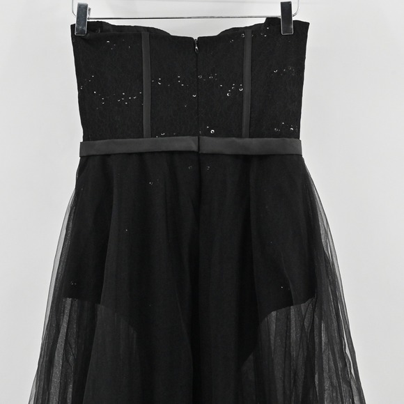Black Strapless Tulle Corset Dress Size S Fairy Grunge Whimsigoth Sequin Gown - Picture 10 of 12